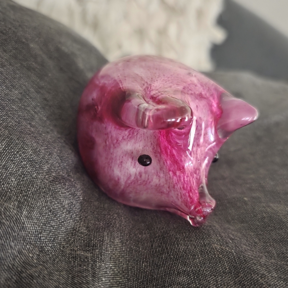 Vintage Pink Glass Pig Figurine